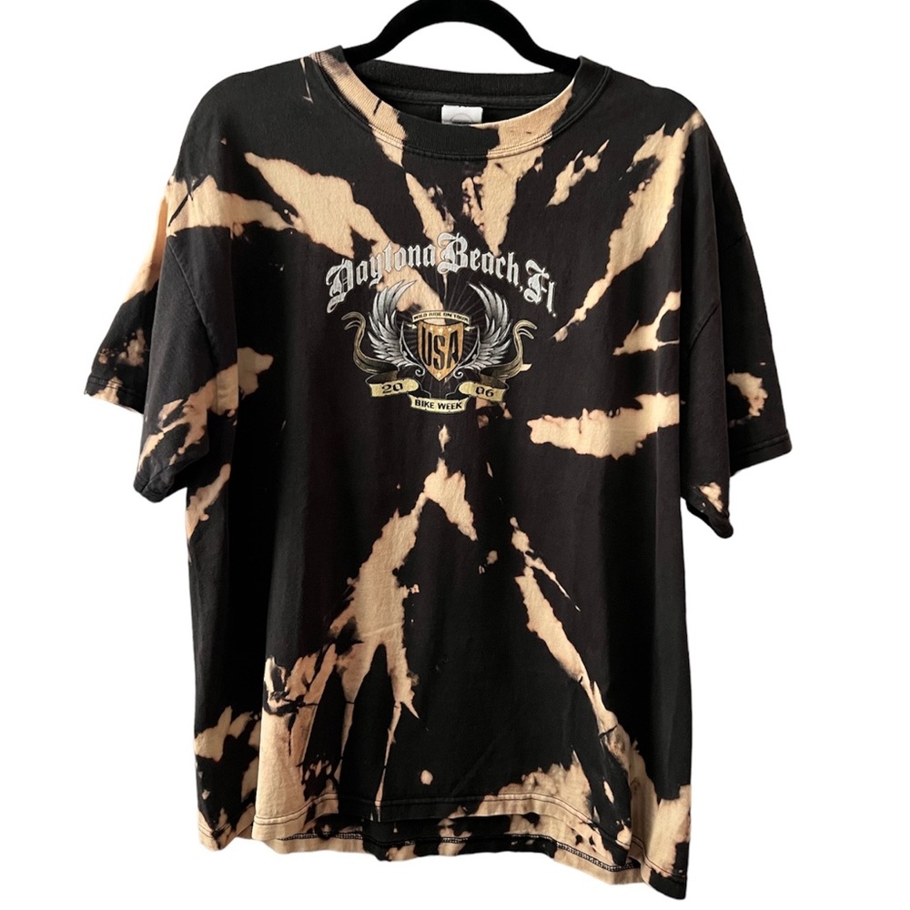 CUSTOM BLEACH TIE DYE 2006 BIKE WEEK SHORT SLEEVE TEE